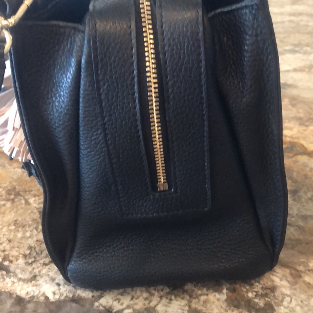 SPOTLESS ♠️ Kate Spade black satchel w/detachable shoulder strap w/lthr poms - Picture 5 of 9